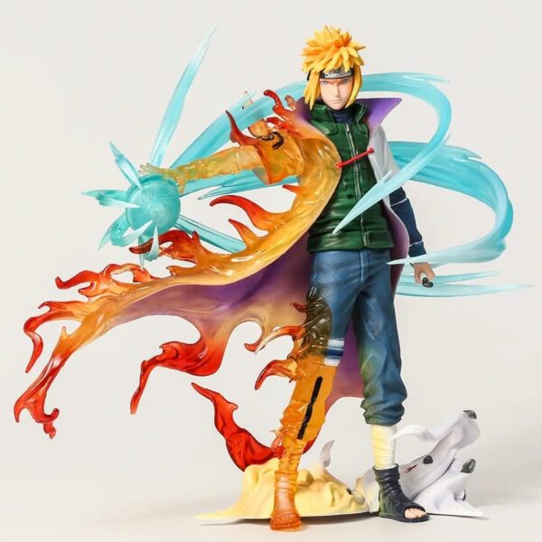 Action Figure Minato Namikaze 2 Faces Com Led 23 Cm Boneco Anime Estatueta Colecionavel